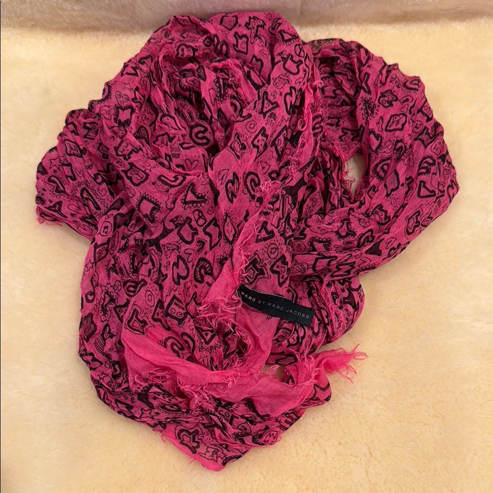 Marc Jacobs Pink Swirl Scarf with Fringe